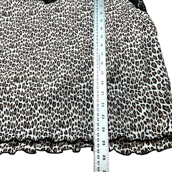 EVERLEIGH Leopard Print Lace Trimmed Crinkle Cami Fully Lined Spaghetti Straps L - Picture 7 of 8